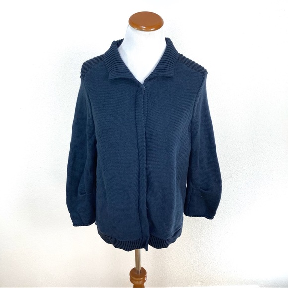 CAbi Pursuit Cardigan Sweater‎ Ribbed Blue Knit Women’s Sz Medium #3523 - Picture 3 of 7